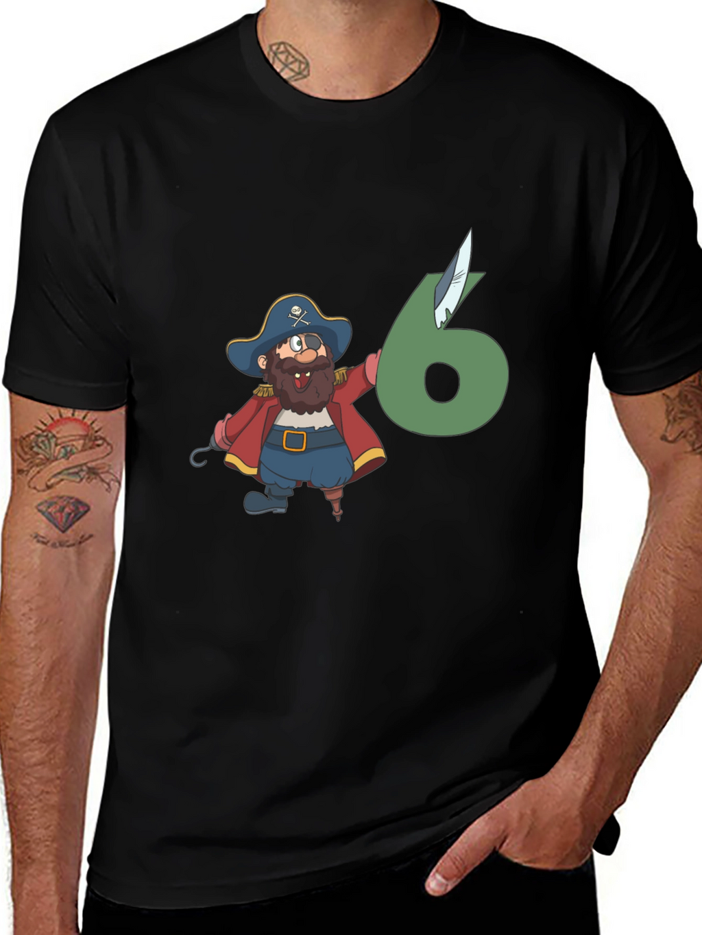 Pirate 6th Birthday Black T-Shirt
