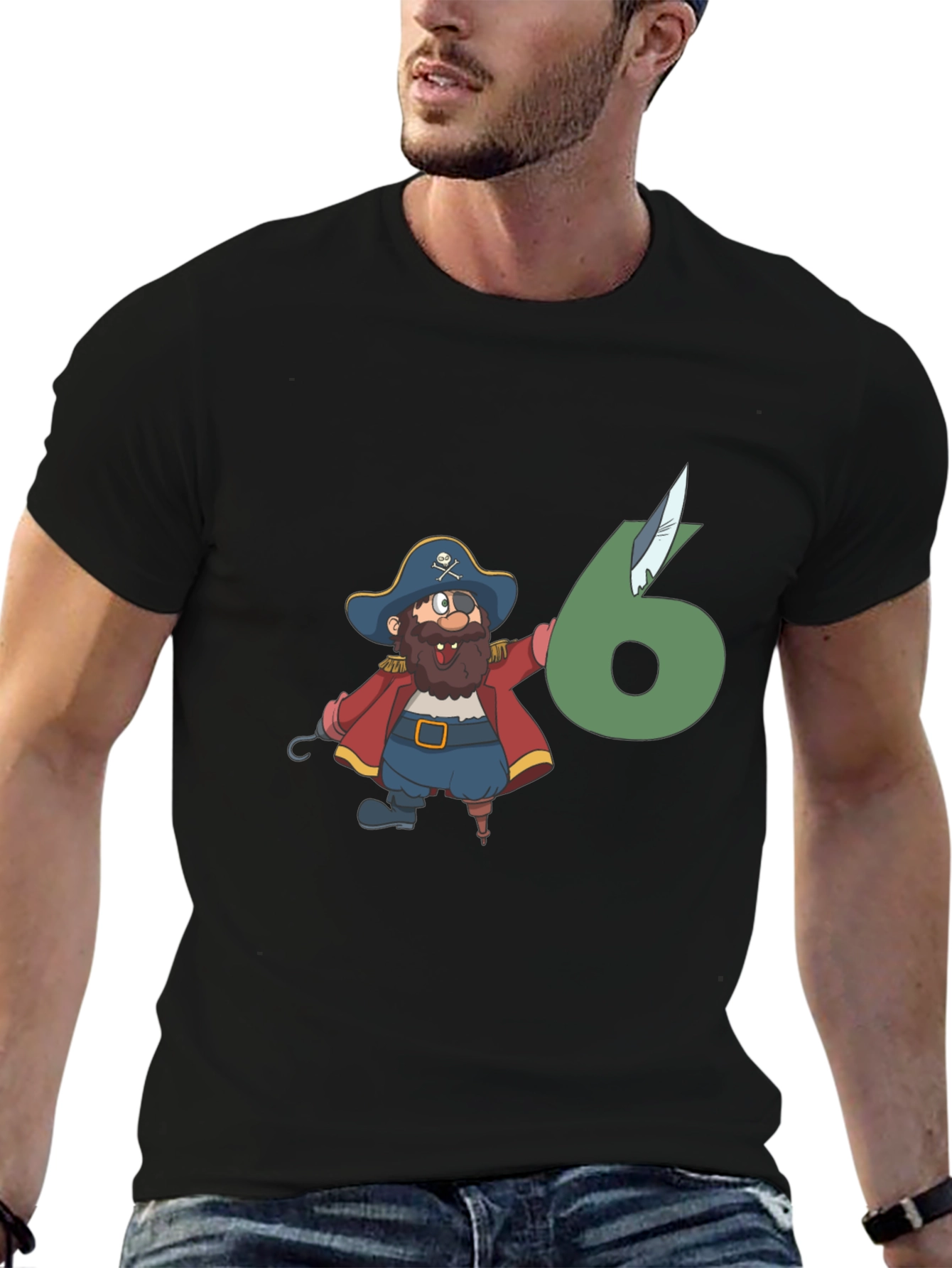 Pirate 6th Birthday Black T-Shirt