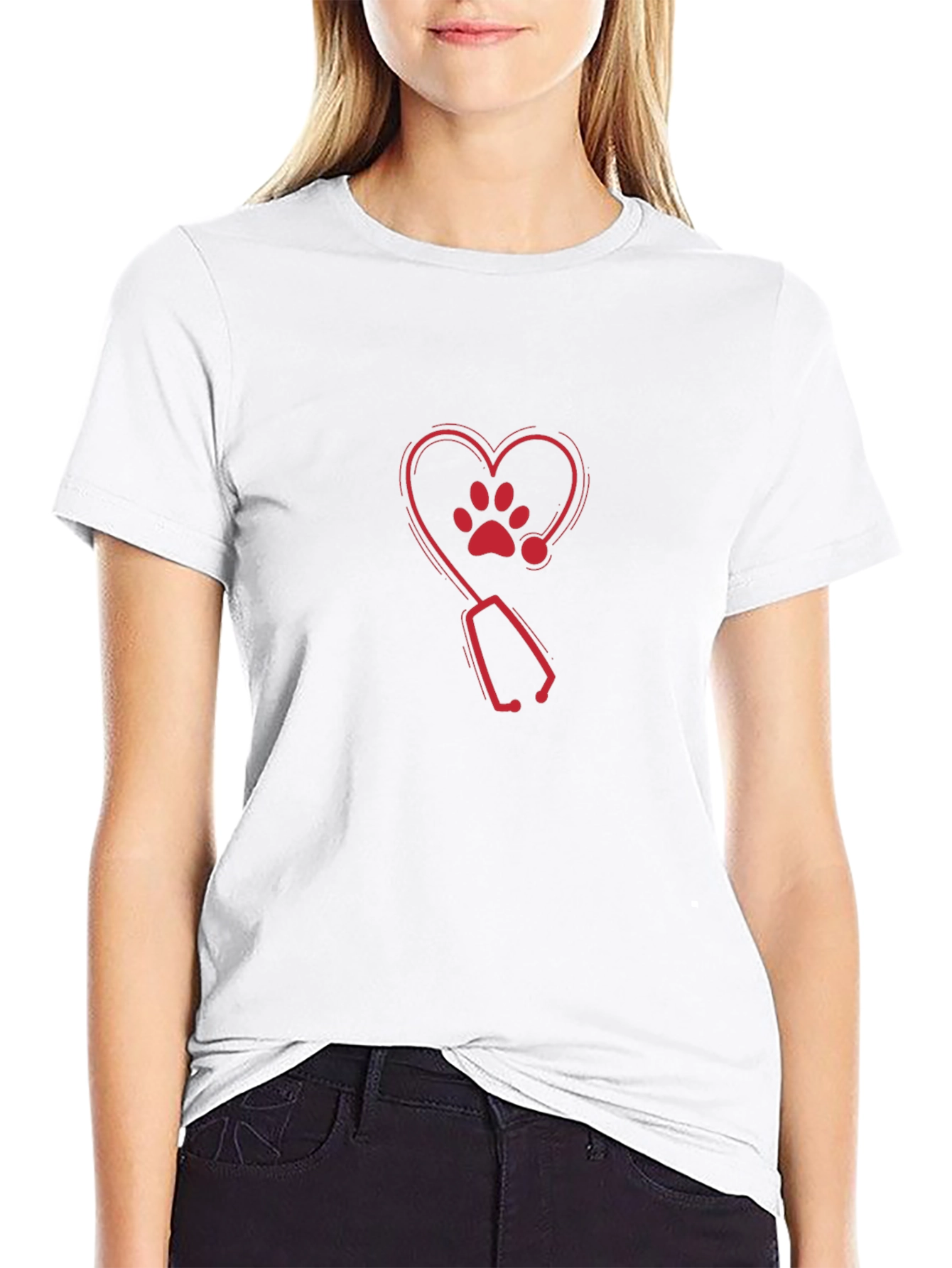 Vet Heart Paw Stethoscope Graphic Tee