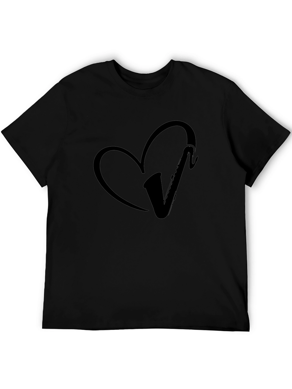 Saxophone Heart Black Graphic Tee