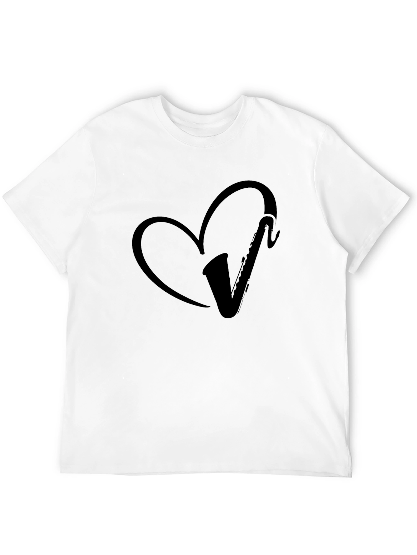 Saxophone Heart Black Graphic Tee