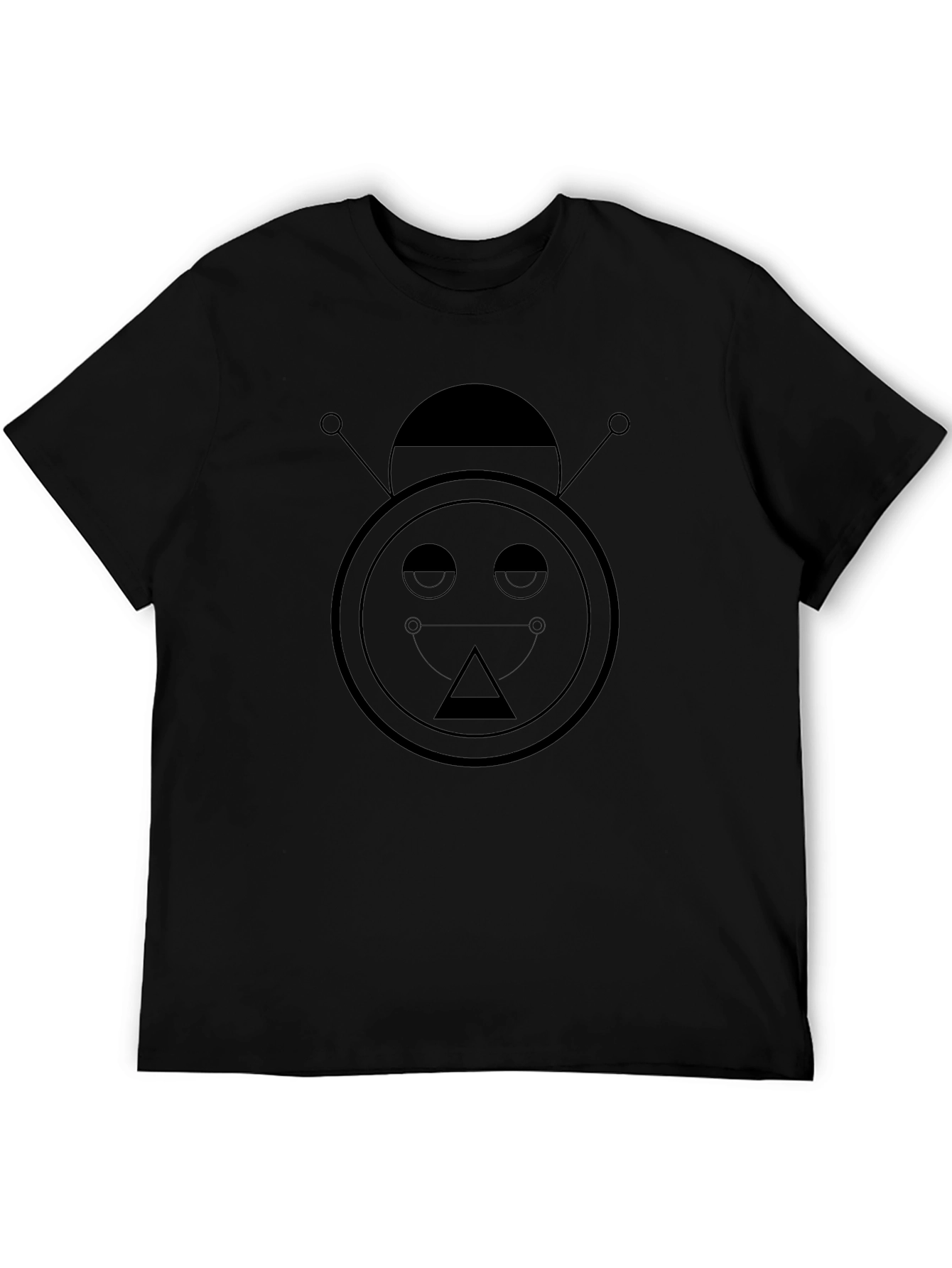 Geometric Robot Graphic Black T-Shirt