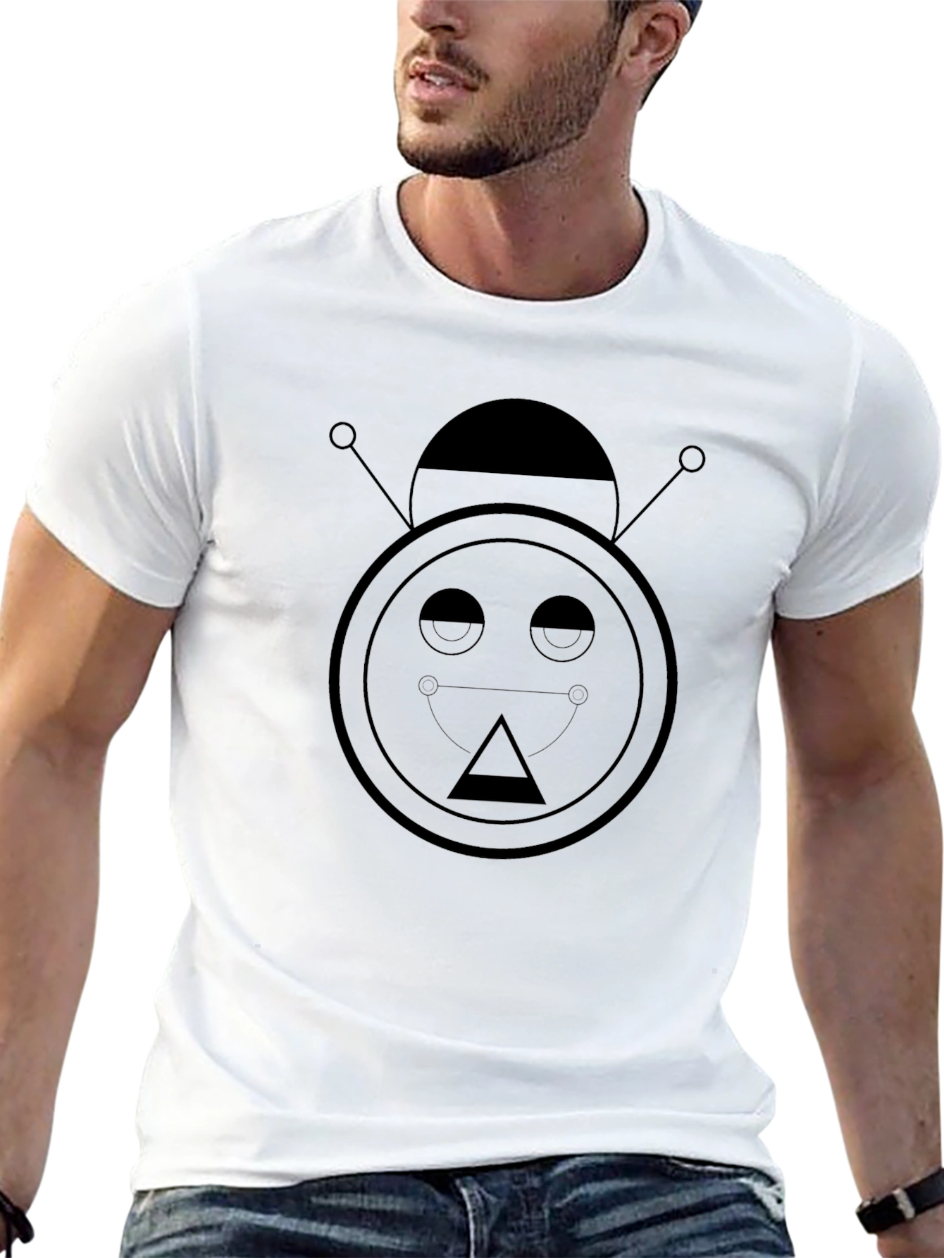 Geometric Robot Graphic Black T-Shirt