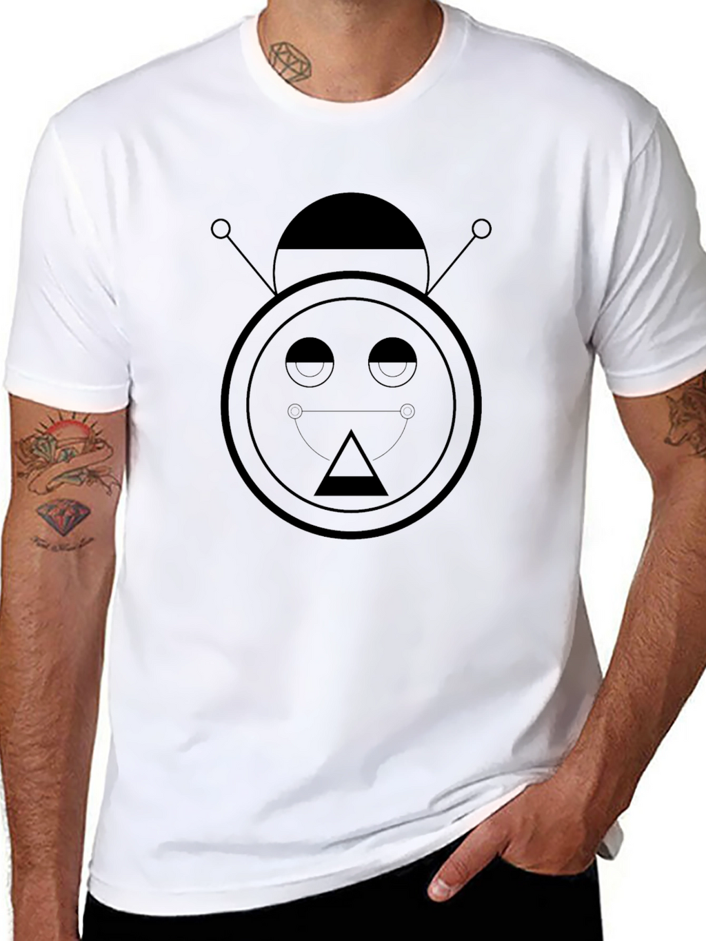 Geometric Robot Graphic Black T-Shirt