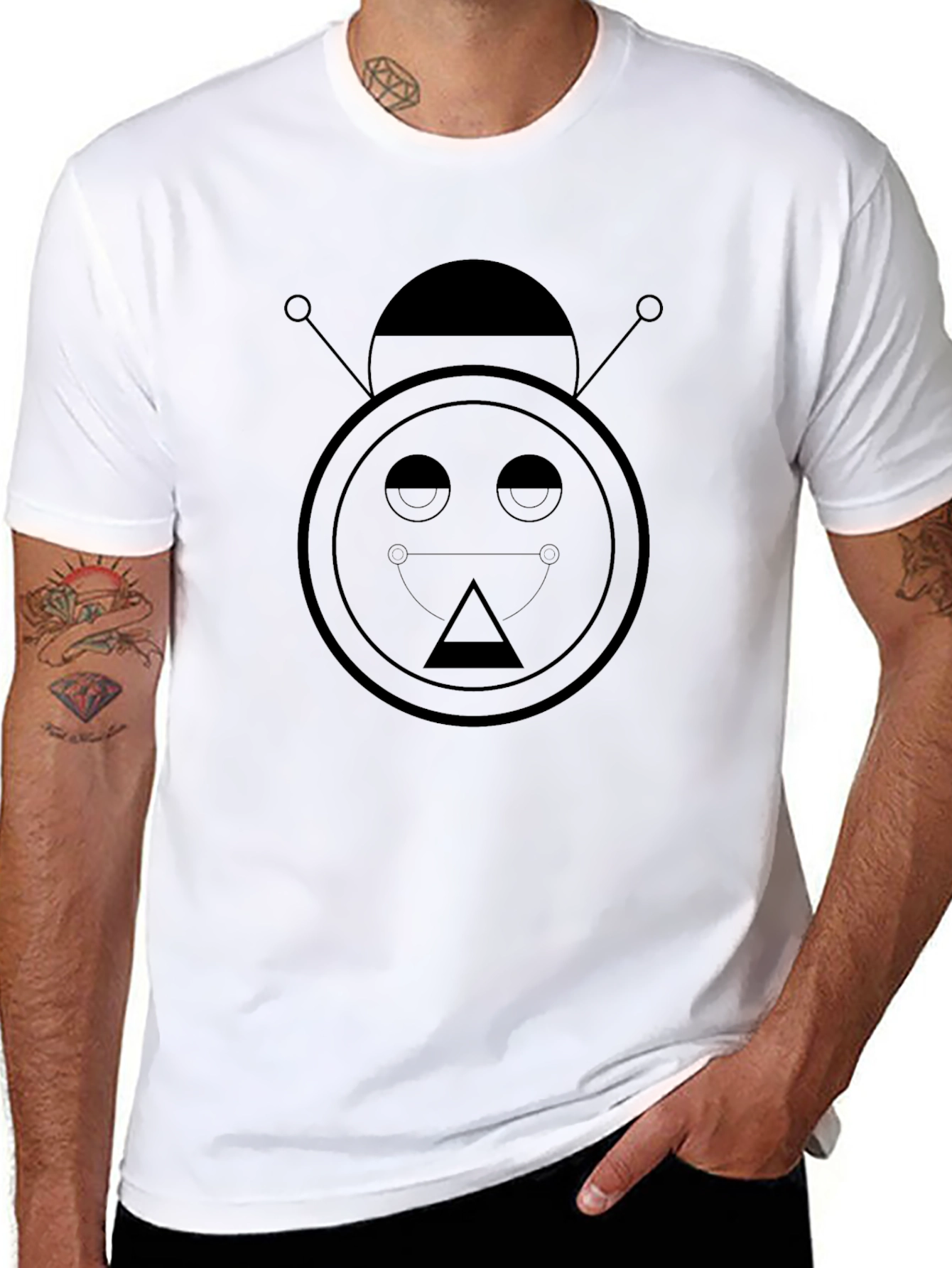 Geometric Robot Graphic Black T-Shirt