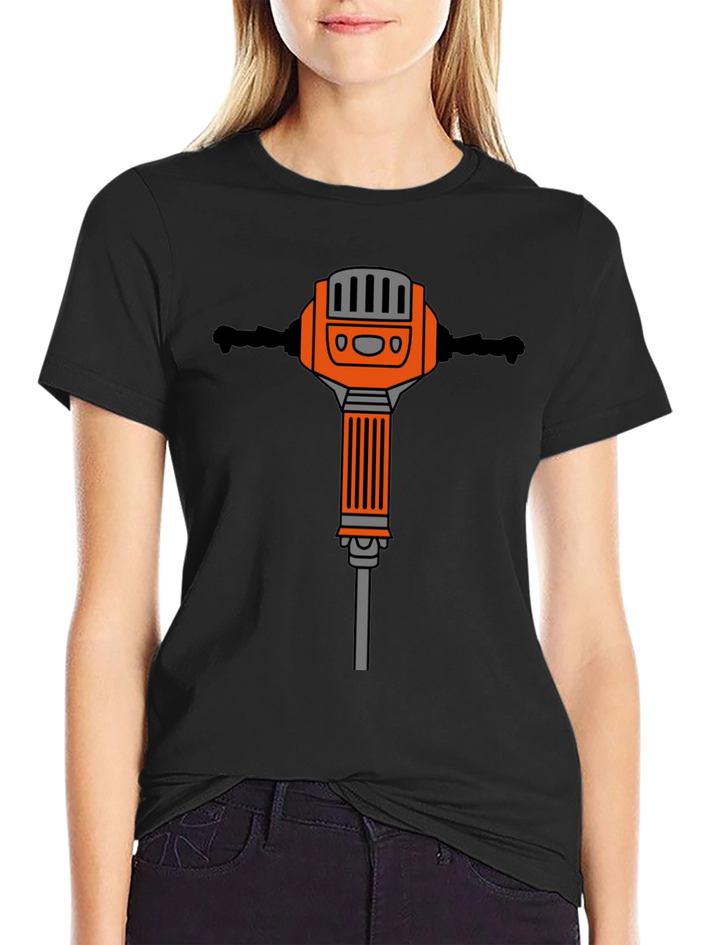 Black T-Shirt with Jackhammer Graphic