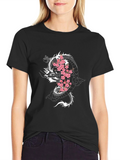 Dragon & Cherry Blossom Graphic Black T-Shirt