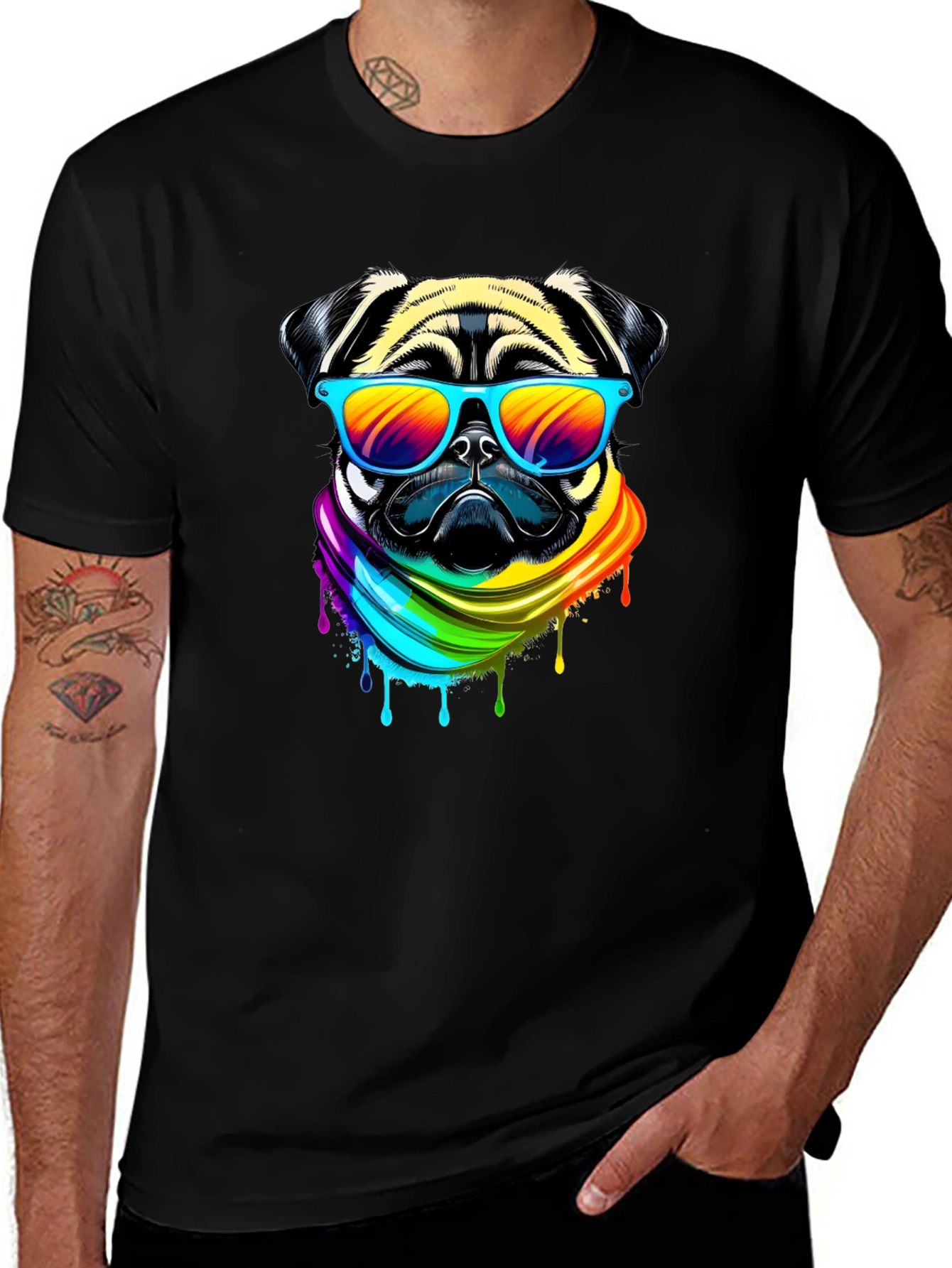 Pug Rainbow T-Shirt - Cool Dog Tee