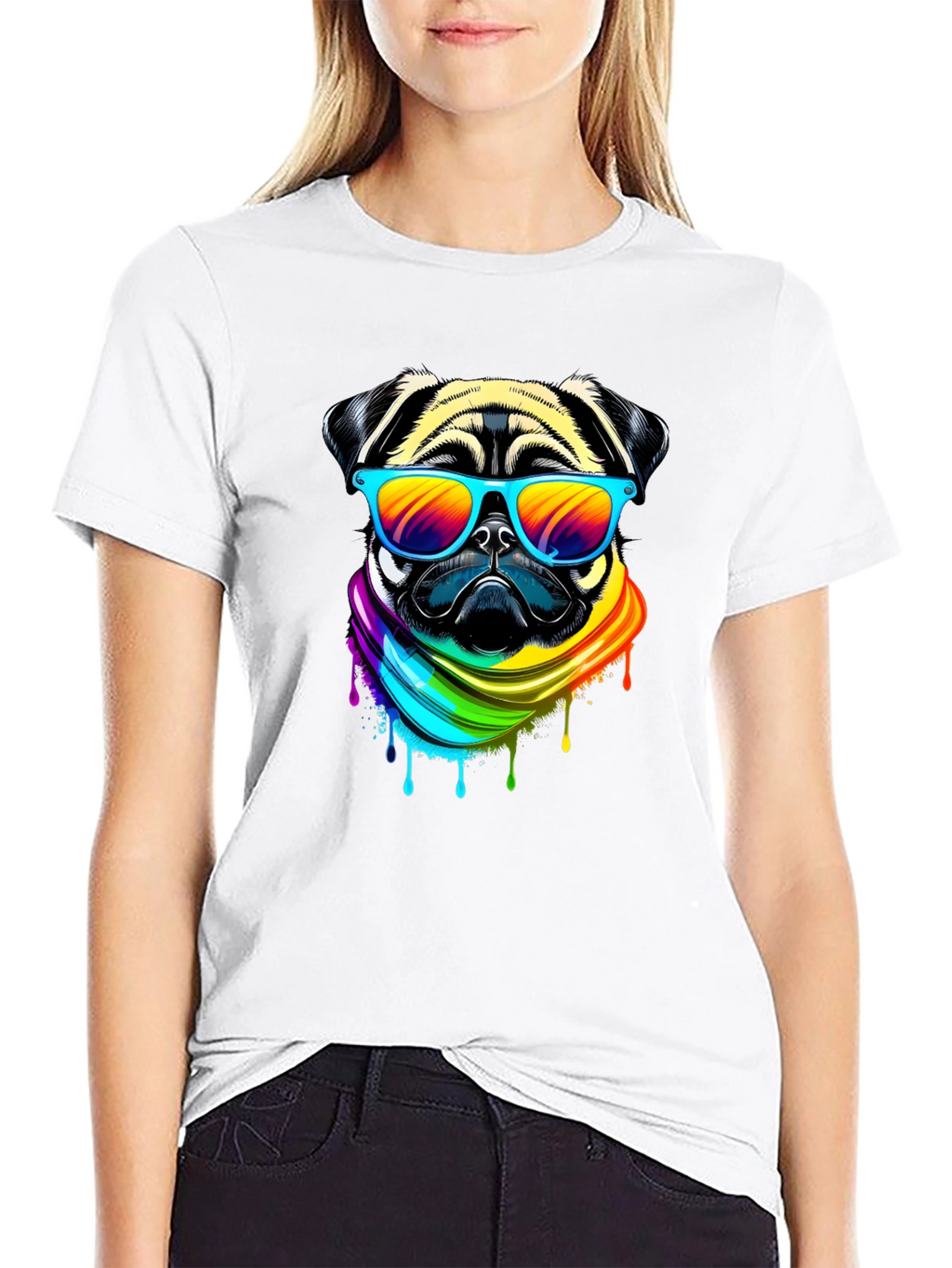 Pug Rainbow T-Shirt - Cool Dog Tee