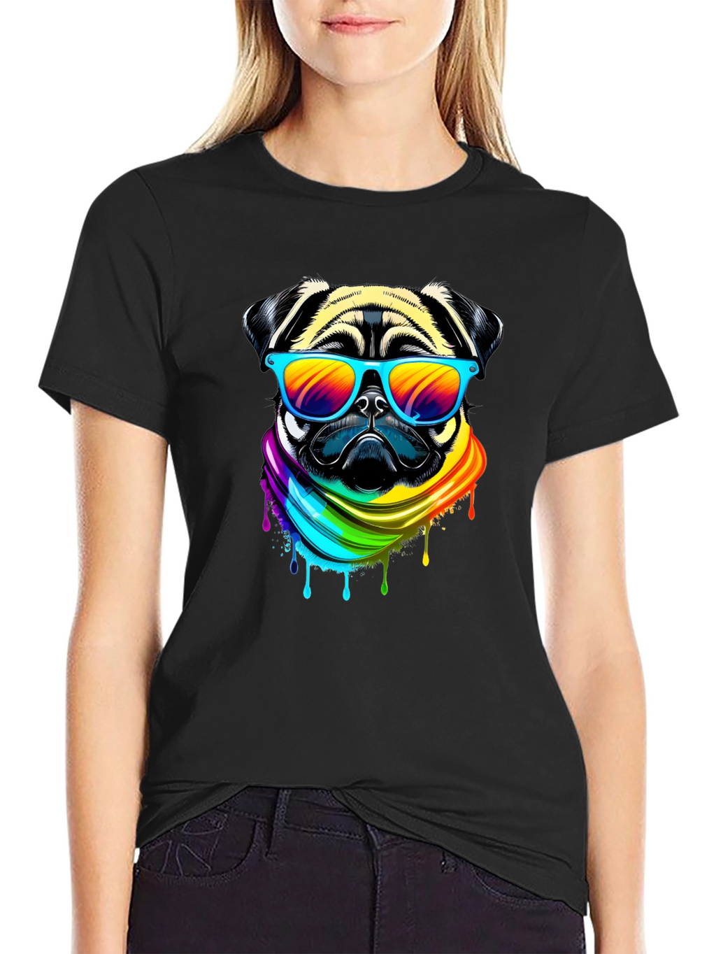Pug Rainbow T-Shirt - Cool Dog Tee