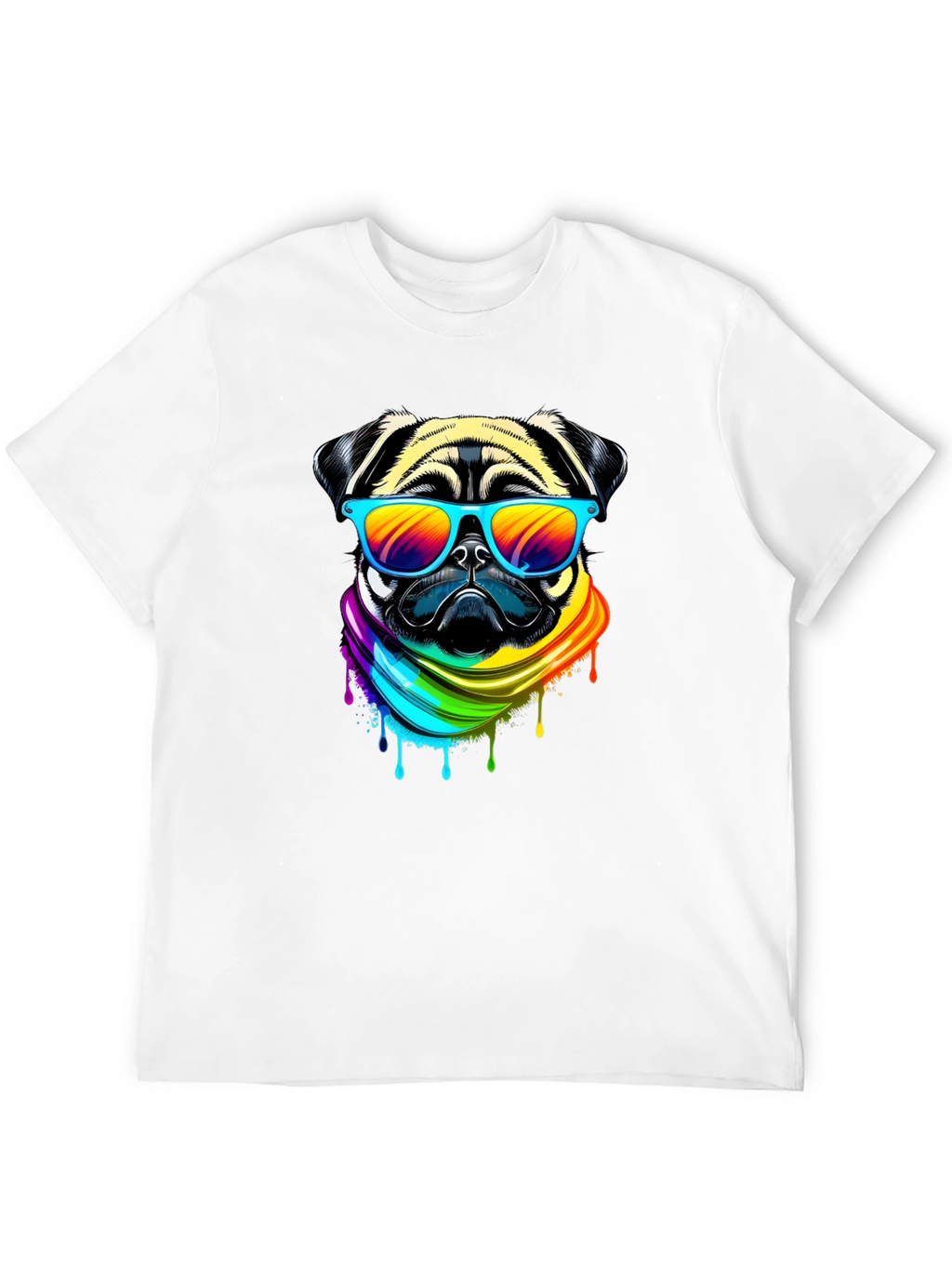 Pug Rainbow T-Shirt - Cool Dog Tee