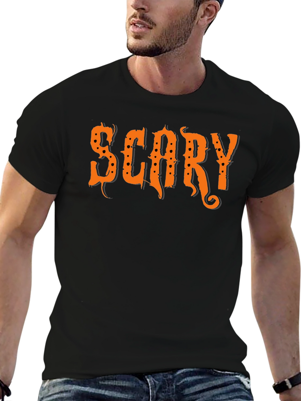 Scary Halloween Graphic T-Shirt - Black