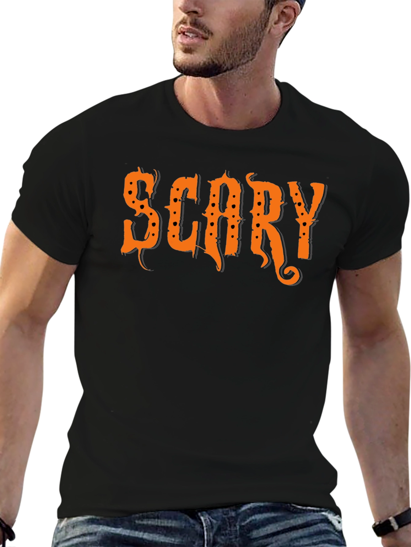 Scary Halloween Graphic T-Shirt - Black
