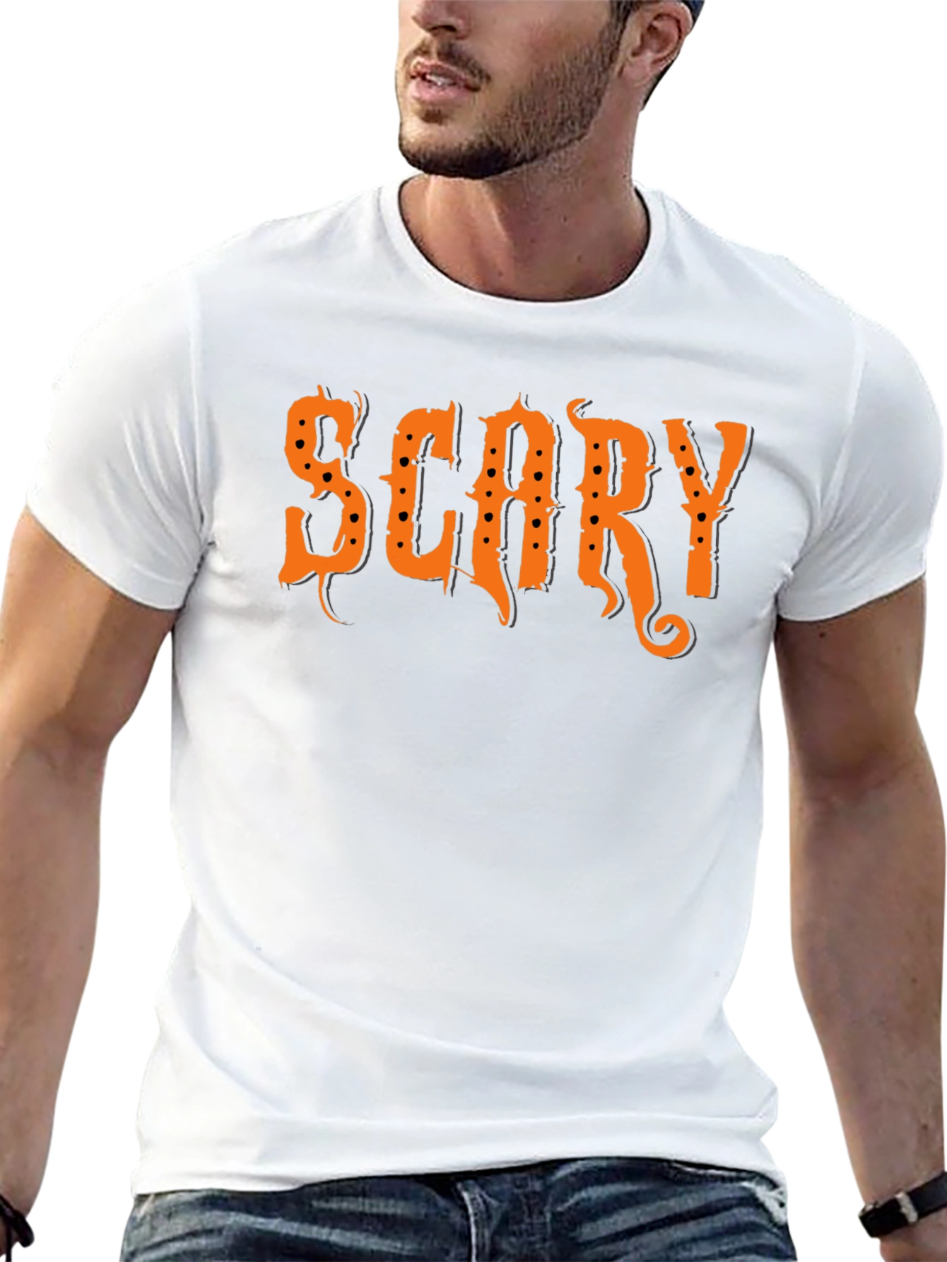 Scary Halloween Graphic T-Shirt - Black