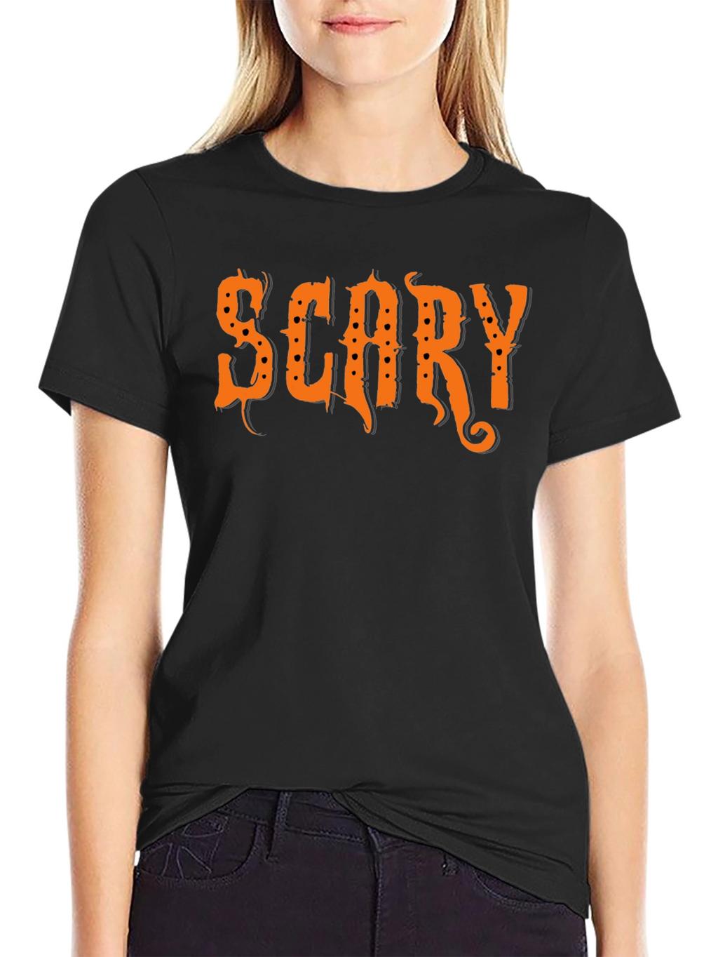 Scary Halloween Graphic T-Shirt - Black