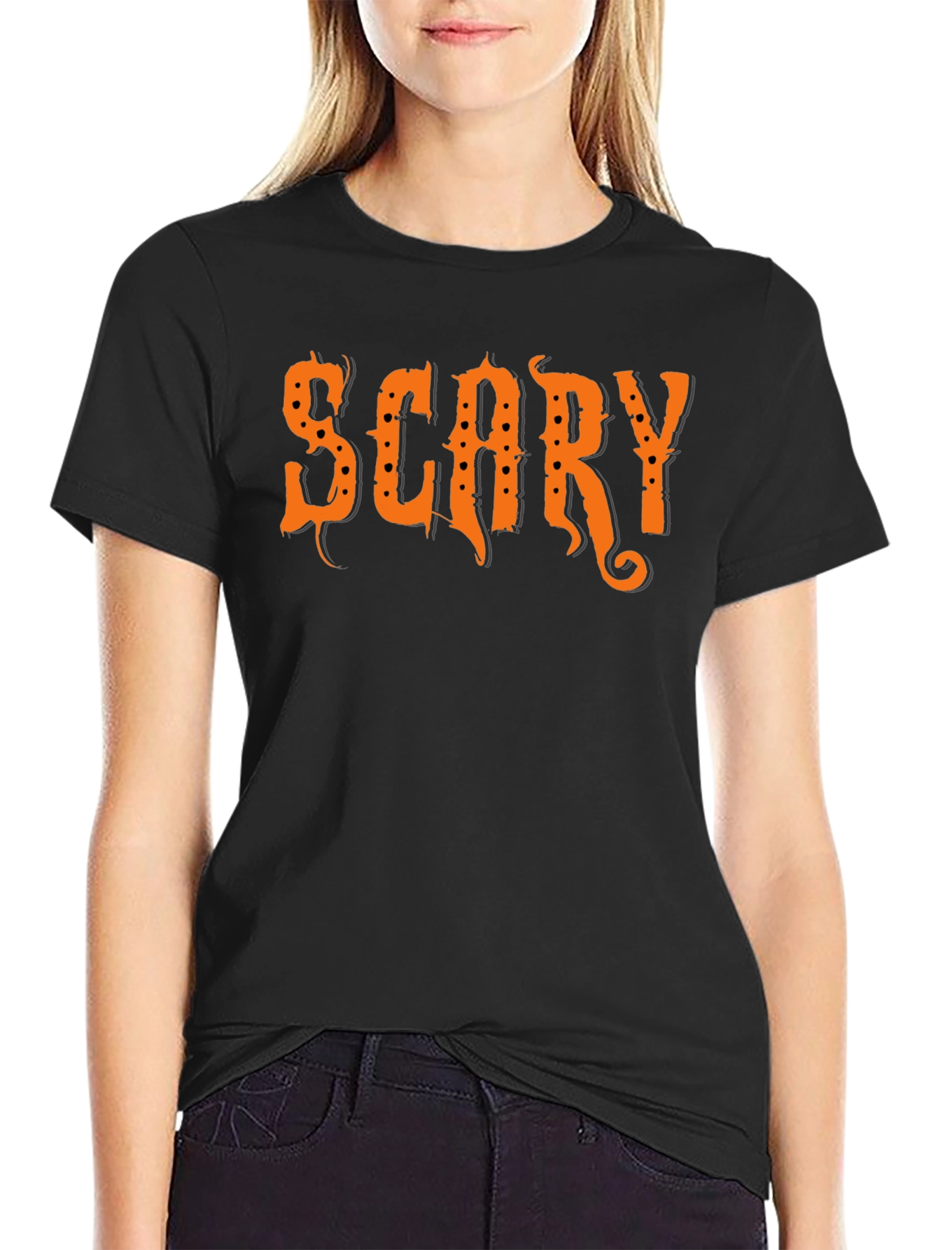 Scary Halloween Graphic T-Shirt - Black