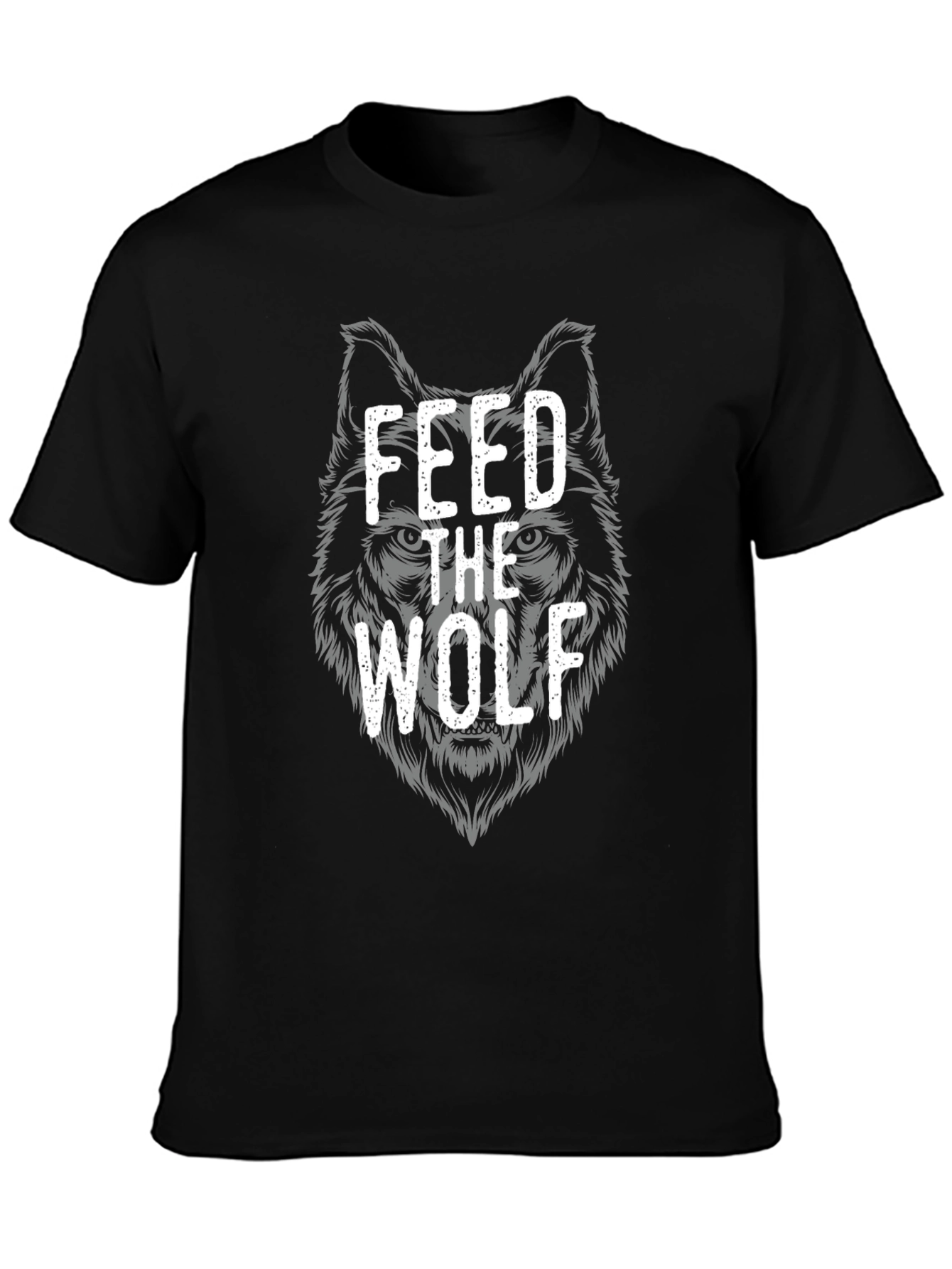 Feed The Wolf Graphic Tee - Black Cotton T-Shirt