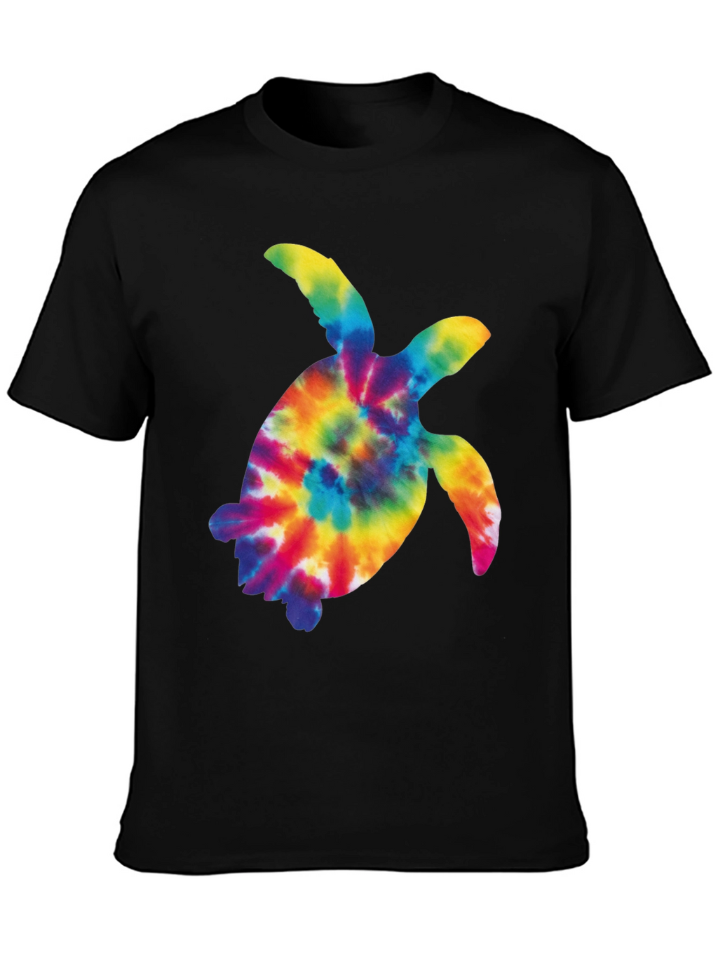 Tie-Dye Turtle Graphic Tee - Black