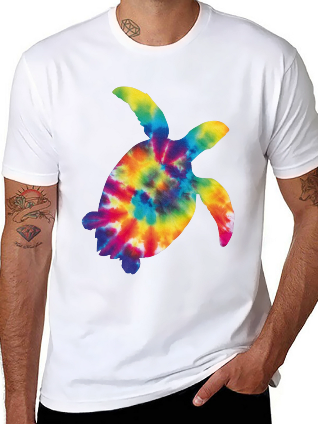 Tie-Dye Turtle Graphic Tee - Black