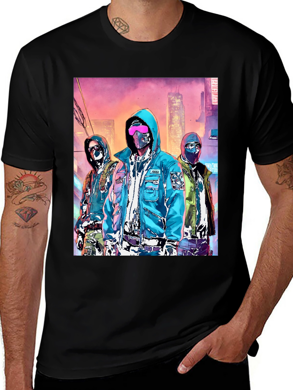 Cyberpunk Gang Graphic Tee - Urban Style