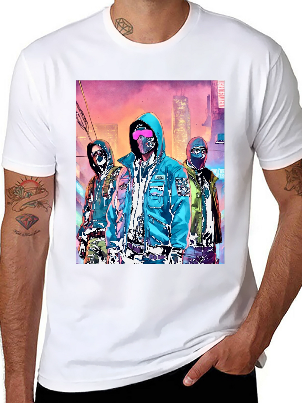 Cyberpunk Gang Graphic Tee - Urban Style