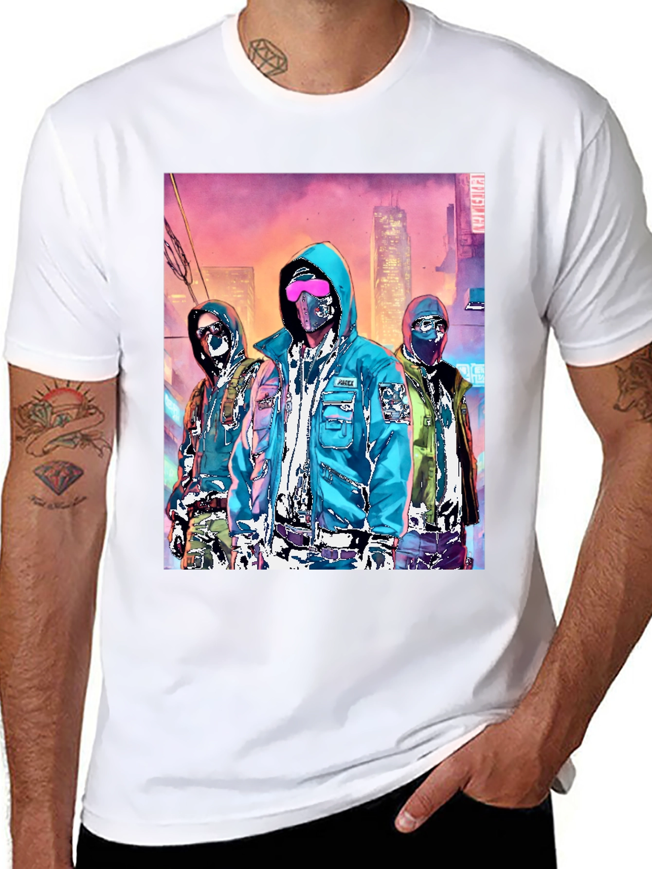 Cyberpunk Gang Graphic Tee - Urban Style