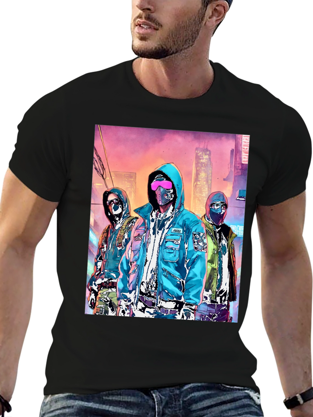 Cyberpunk Gang Graphic Tee - Urban Style