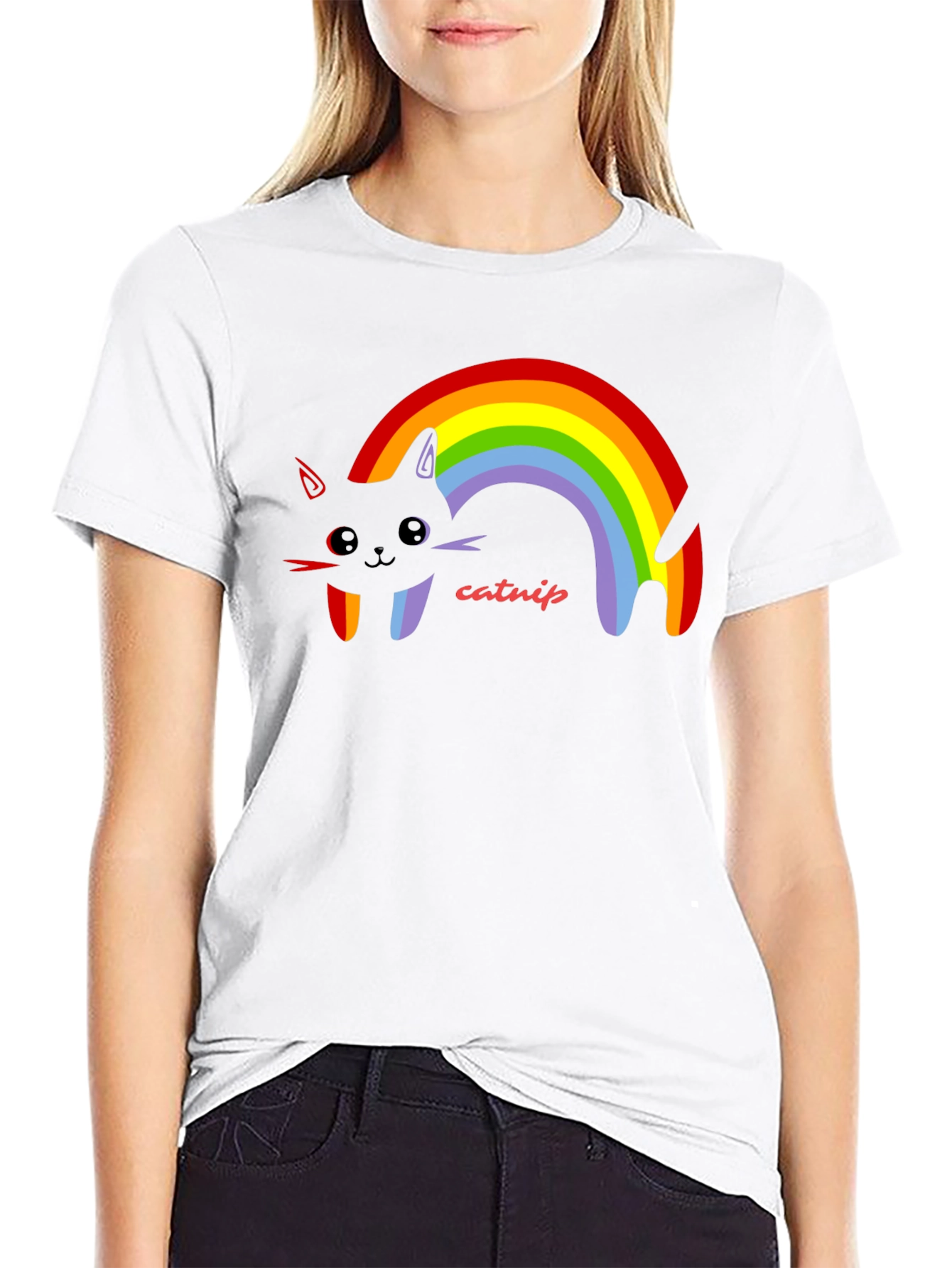 Rainbow Catnip T-Shirt - Black Cotton Tee