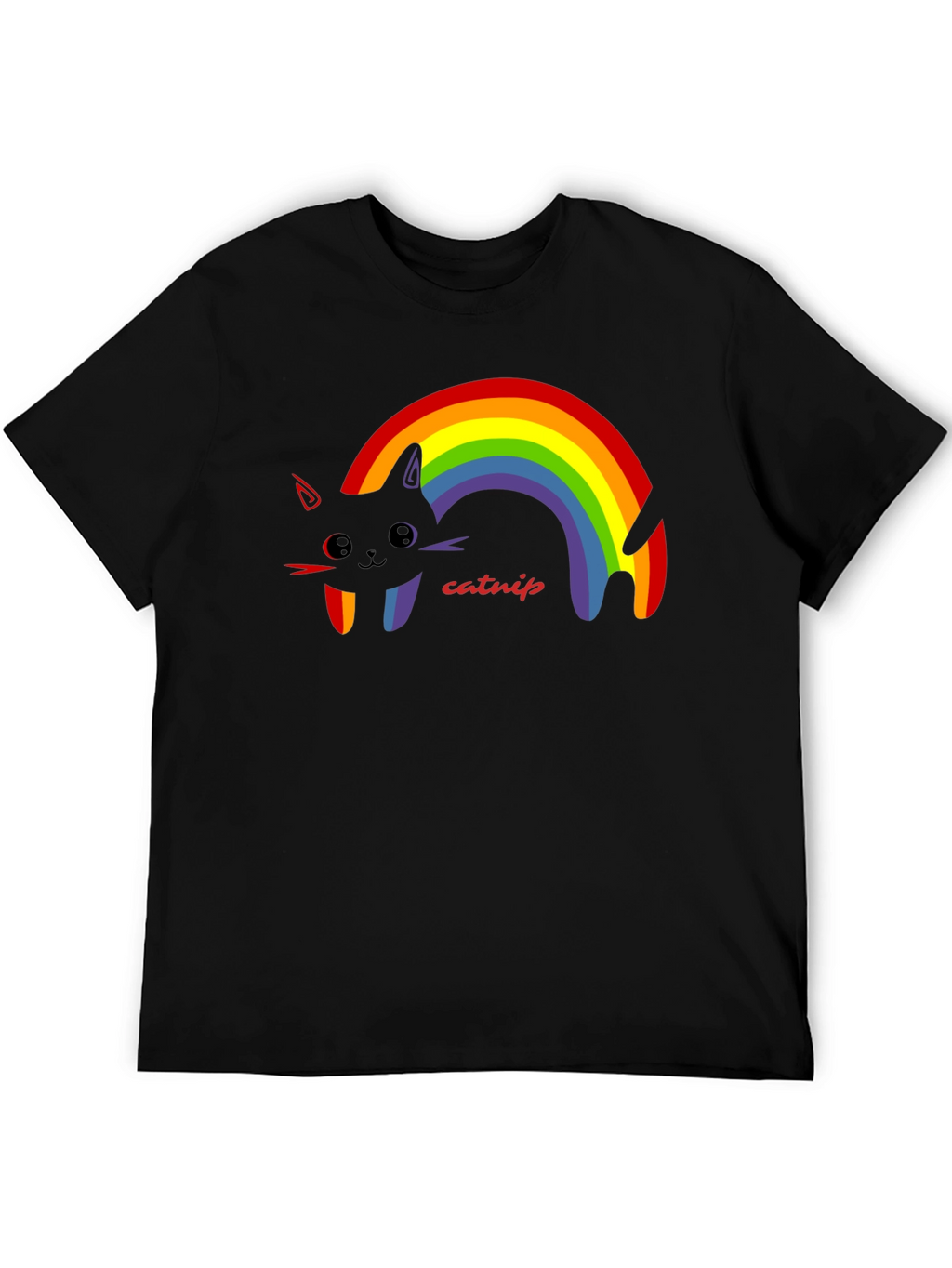 Rainbow Catnip T-Shirt - Black Cotton Tee