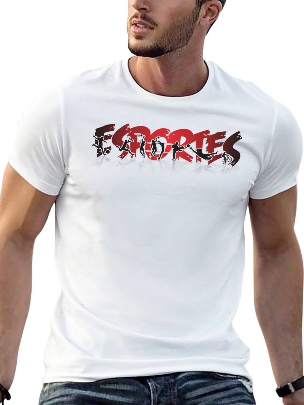 Sports Silhouette Graphic Black T-Shirt