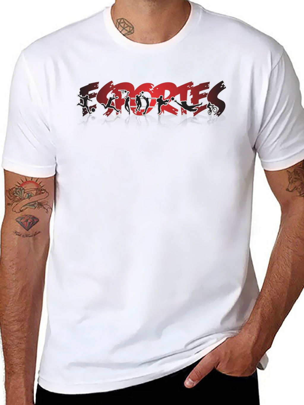Sports Silhouette Graphic Black T-Shirt