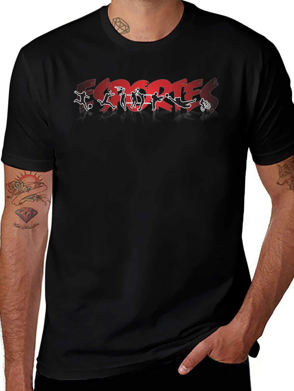 Sports Silhouette Graphic Black T-Shirt