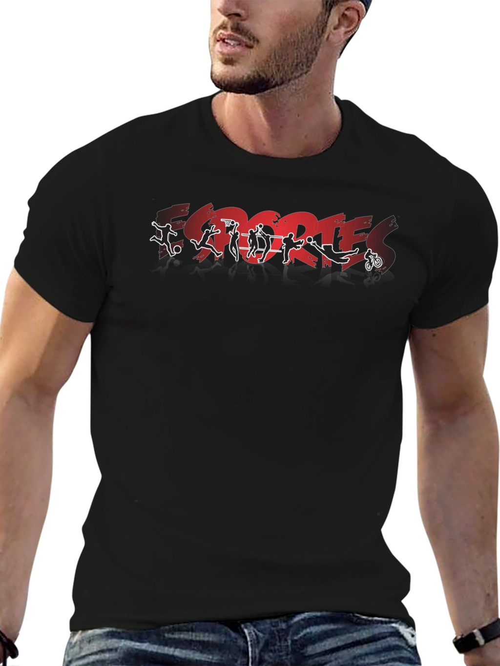 Sports Silhouette Graphic Black T-Shirt