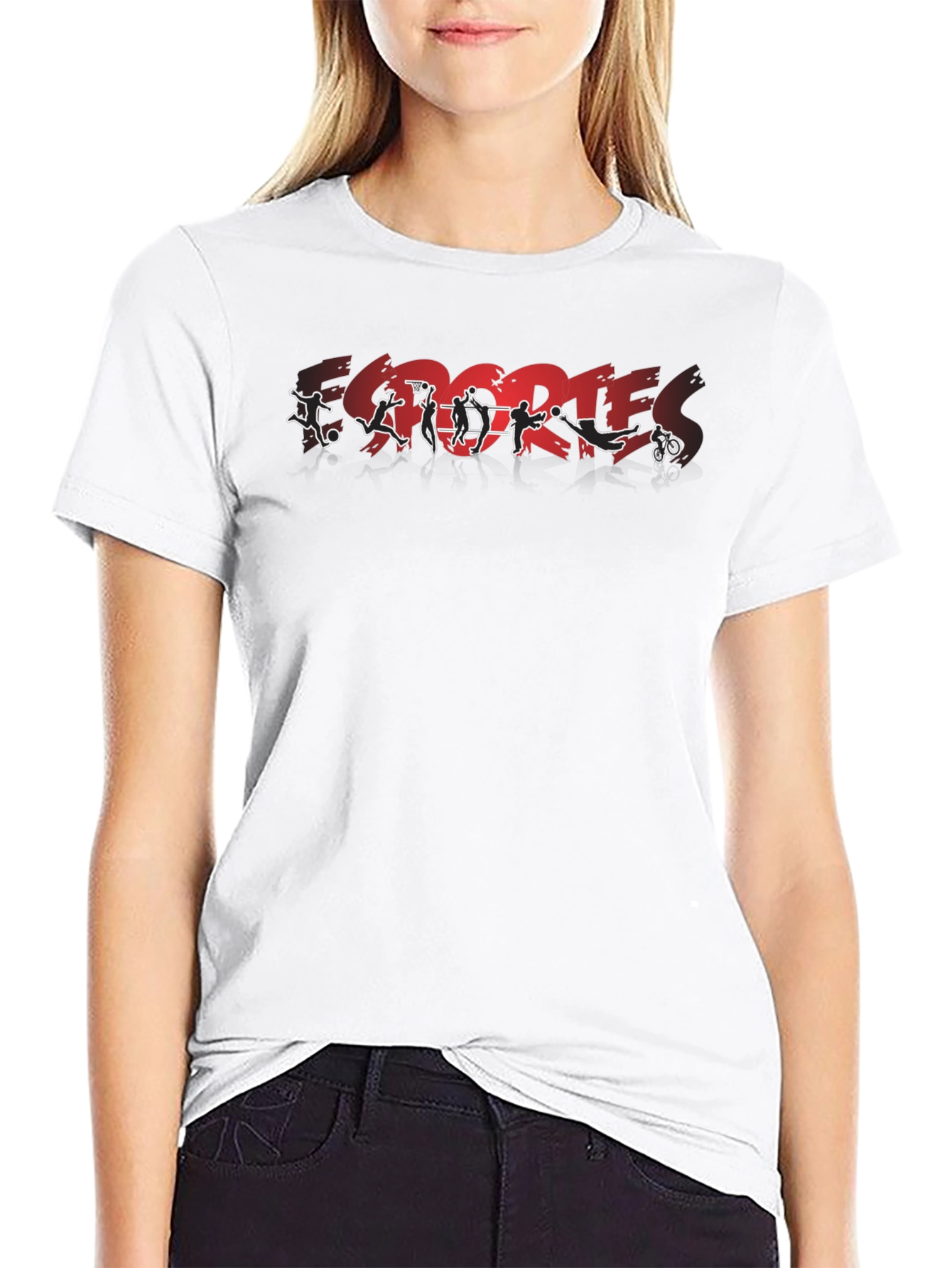 Sports Silhouette Graphic Black T-Shirt