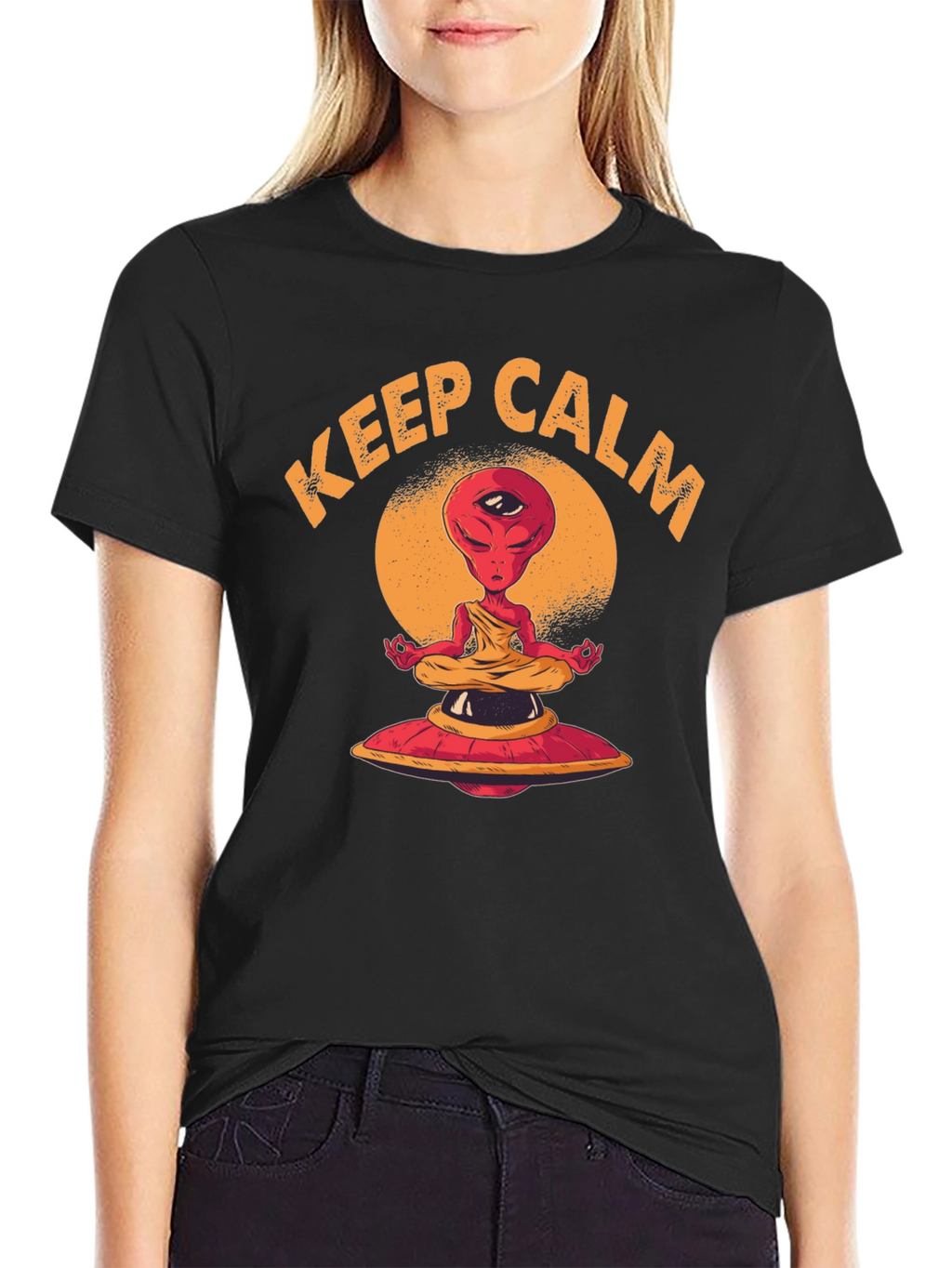 Keep Calm Meditating Alien UFO T-Shirt