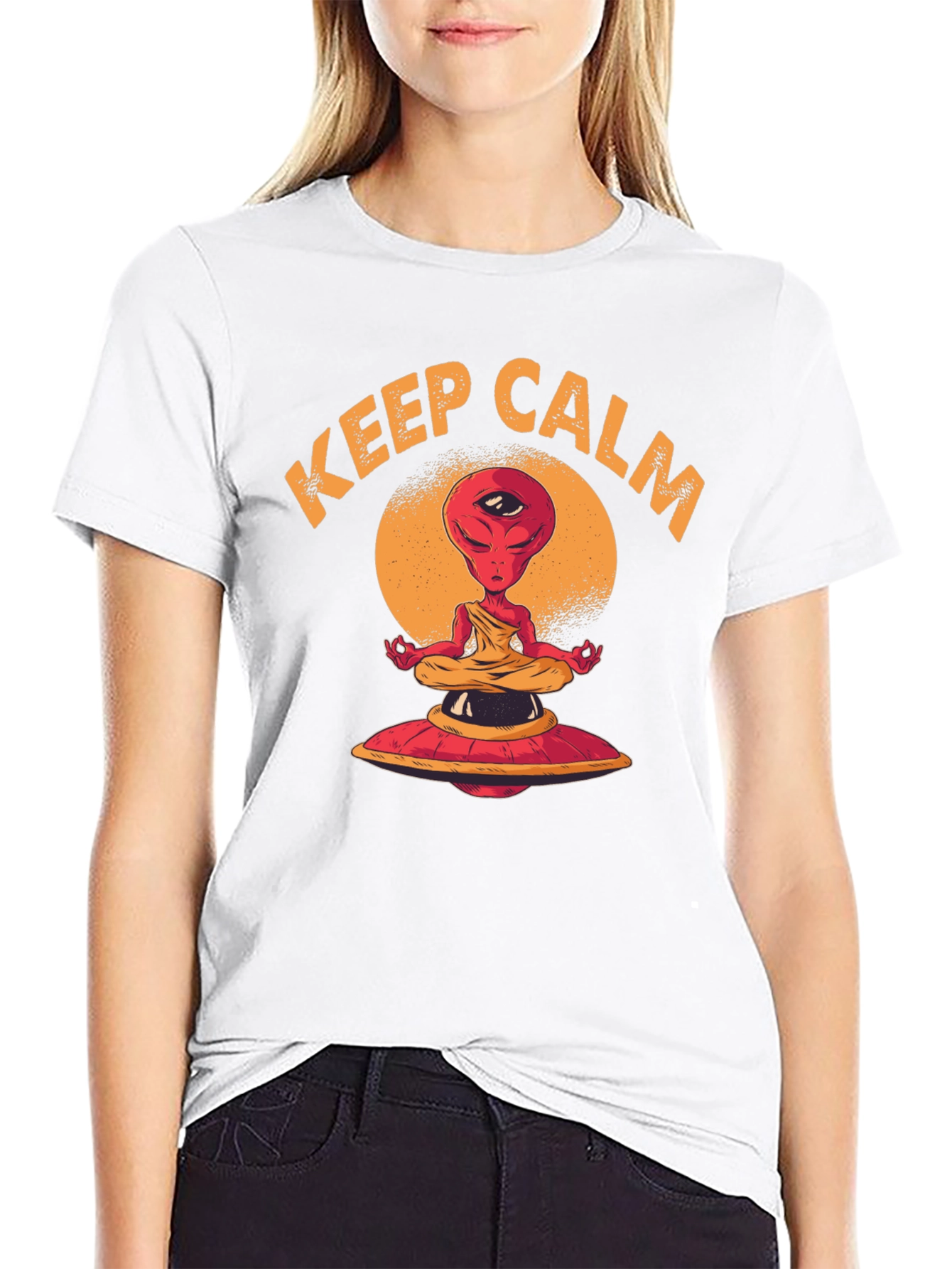 Keep Calm Meditating Alien UFO T-Shirt