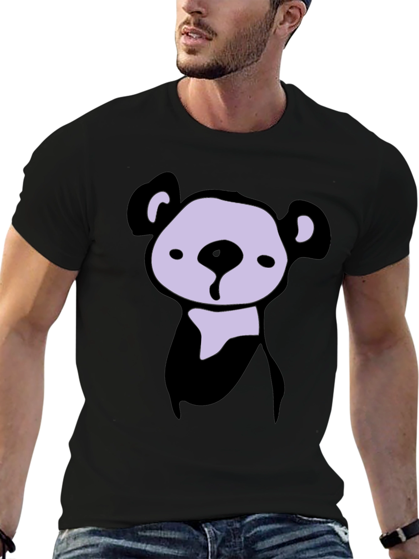 Cute Bear Graphic Black T-Shirt