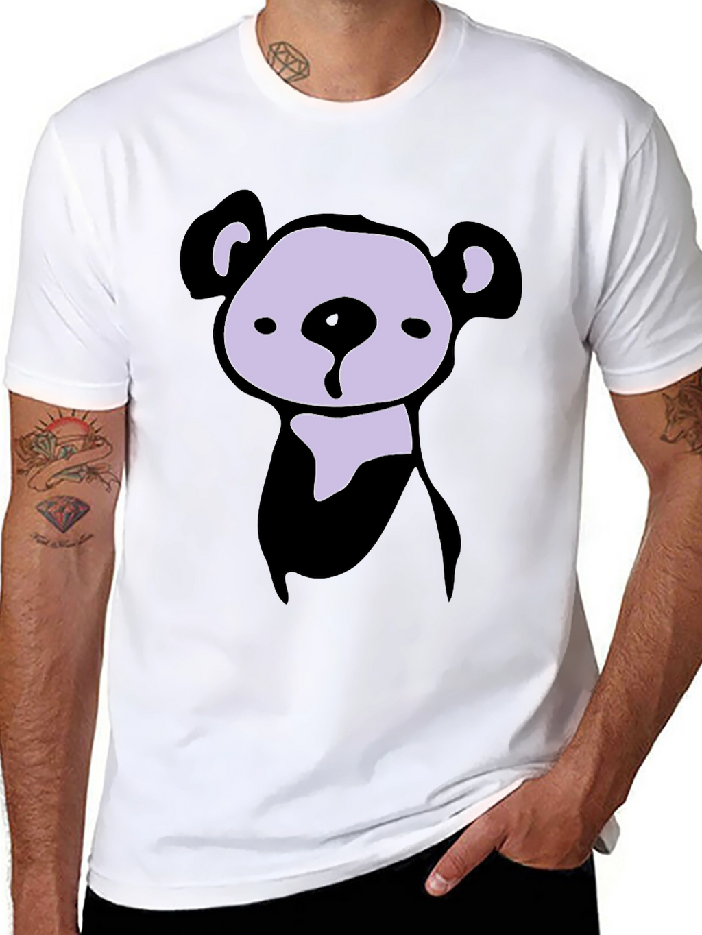 Cute Bear Graphic Black T-Shirt