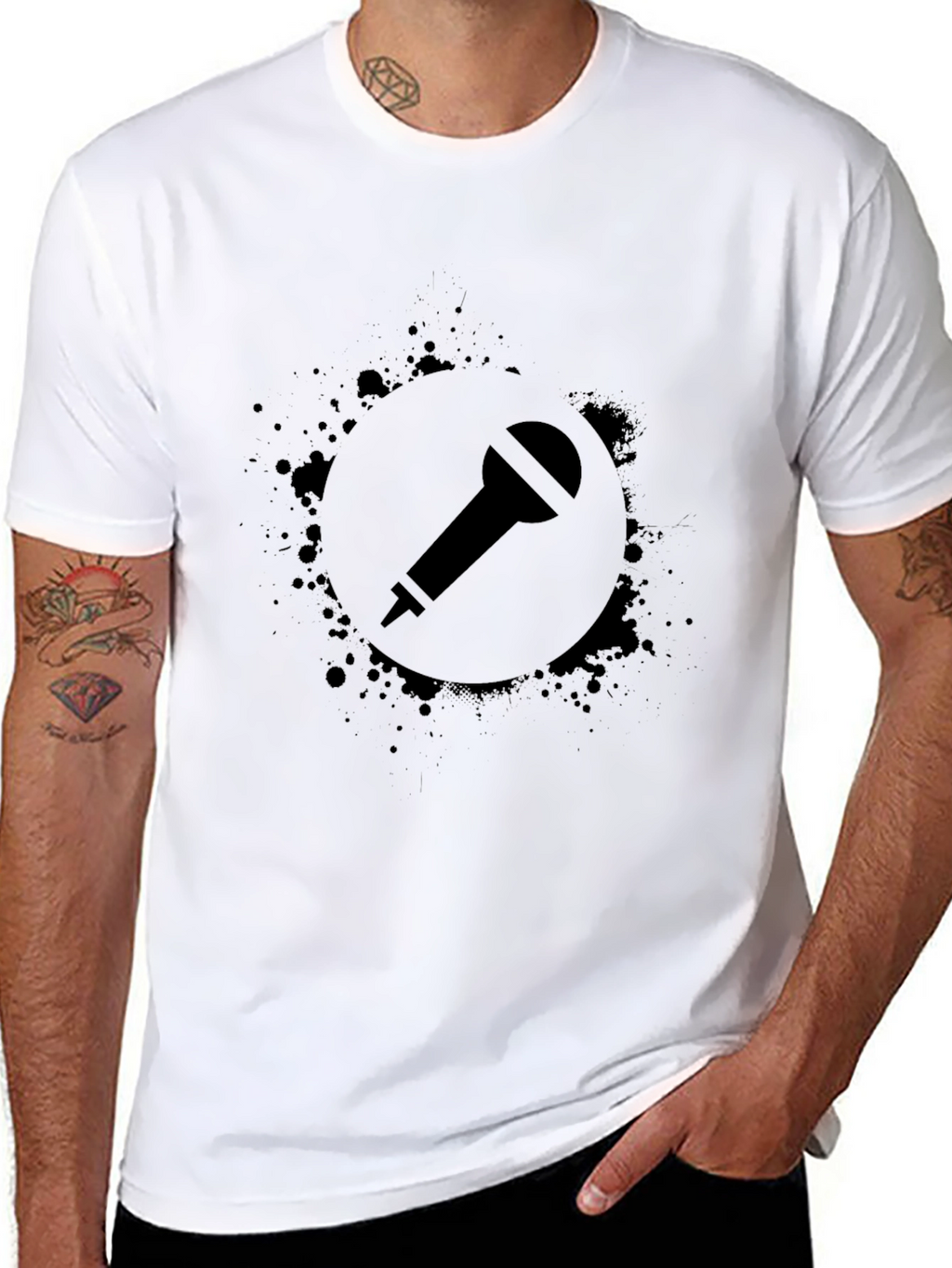 Black Microphone Graphic Tee - Stylish Casual Wear
