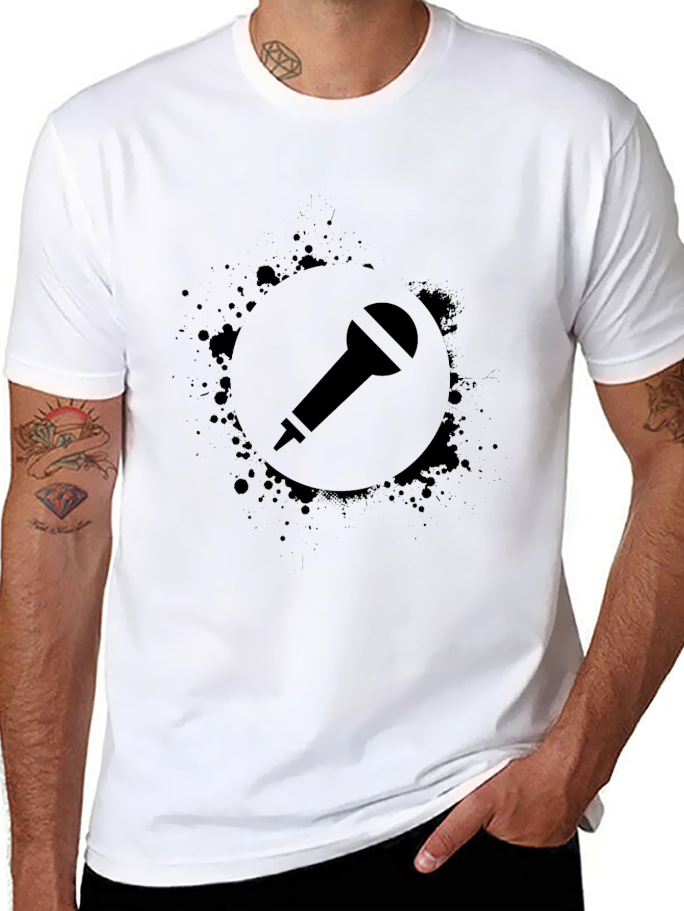Black Microphone Graphic Tee - Stylish Casual Wear