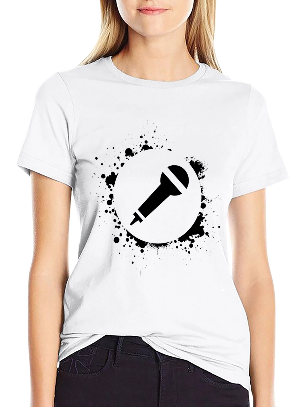 Black Microphone Graphic Tee - Stylish Casual Wear