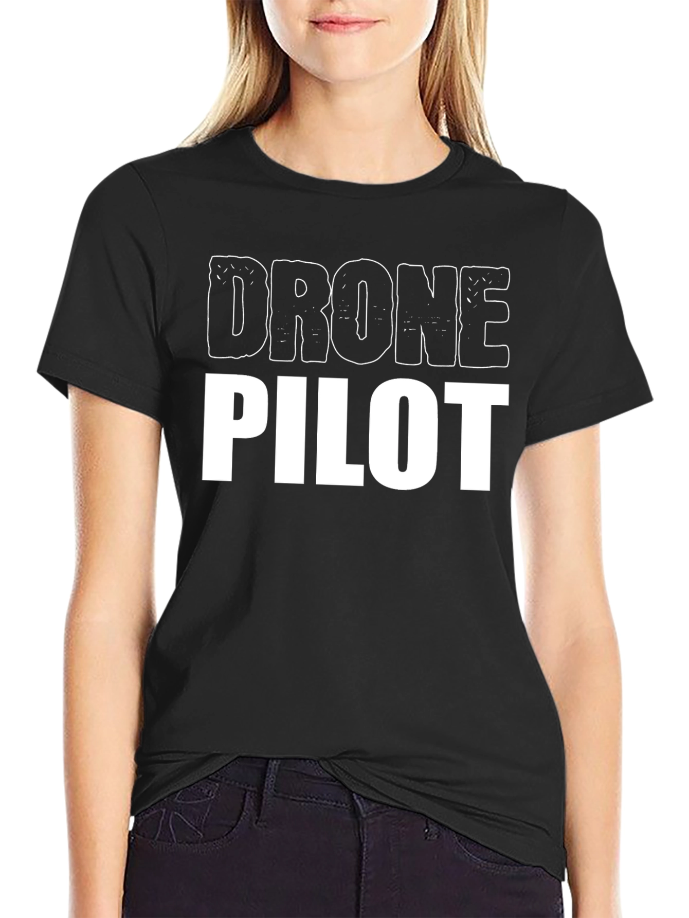 Drone Pilot T-Shirt - Black Crew Neck Tee