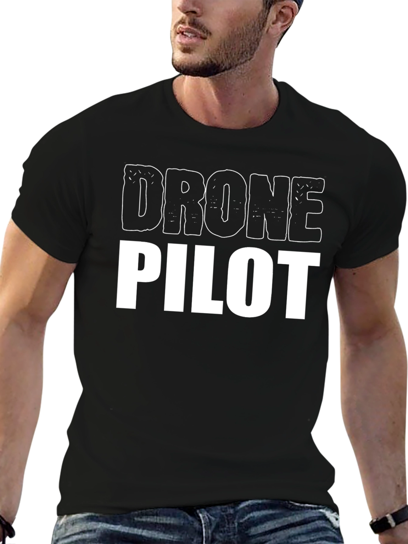 Drone Pilot T-Shirt - Black Crew Neck Tee