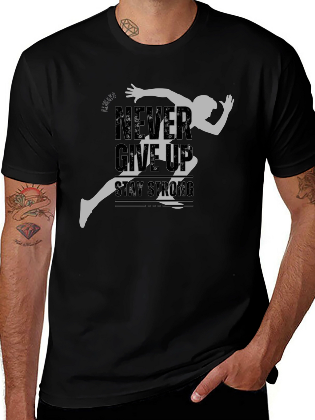 Never Give Up Mens Graphic Tee