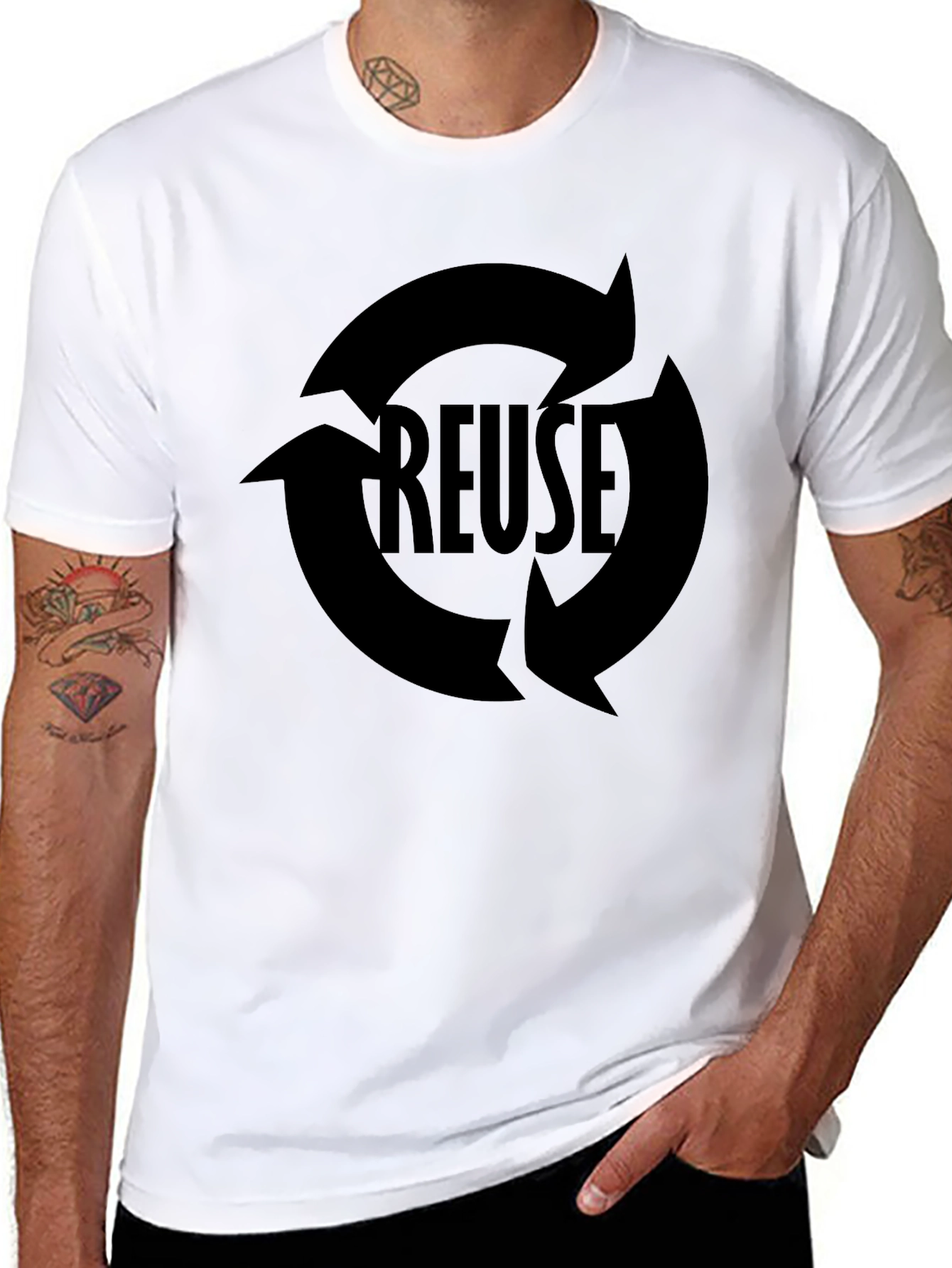 Mens Black REUSE Graphic T-Shirt