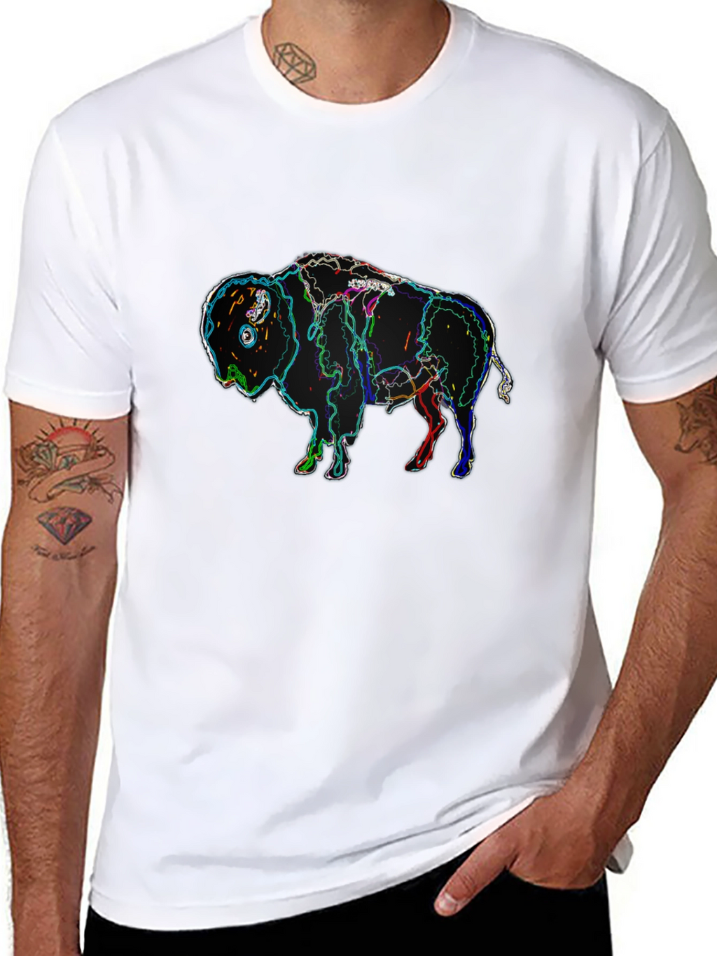 Abstract Buffalo Black T-Shirt