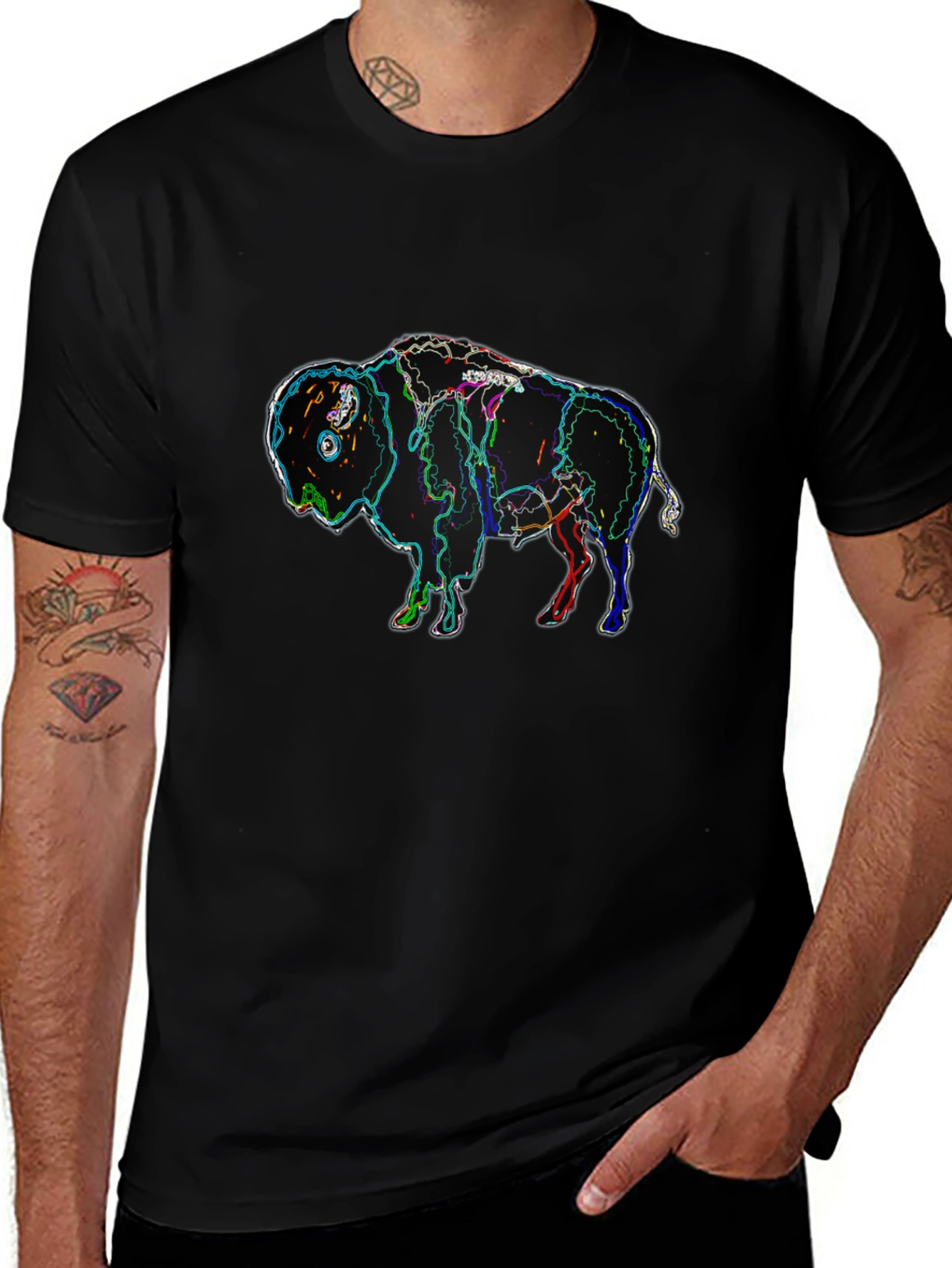 Abstract Buffalo Black T-Shirt