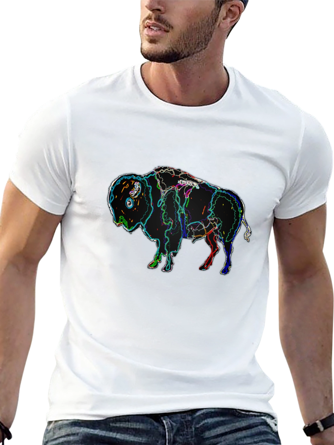Abstract Buffalo Black T-Shirt