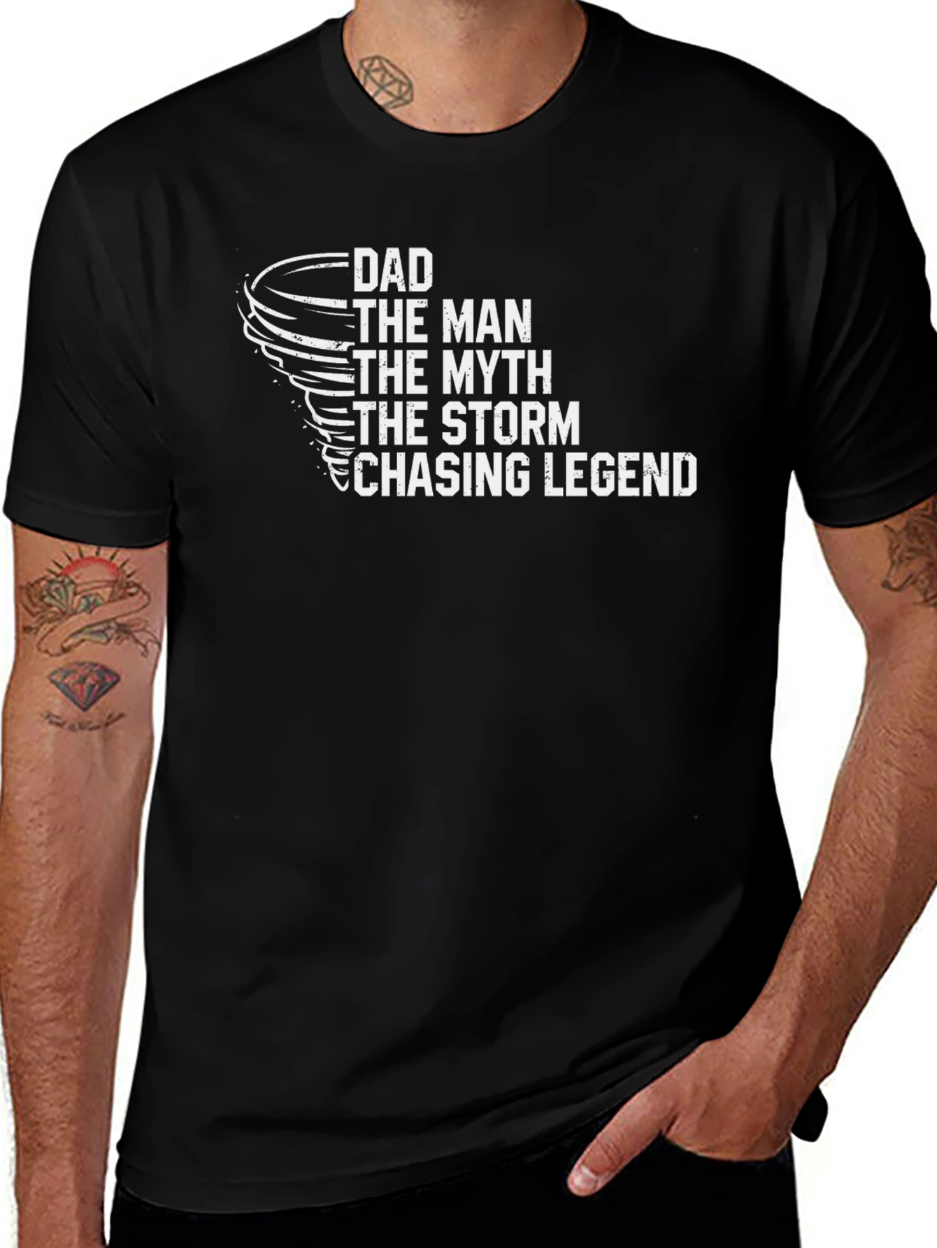 Dad The Man Myth Storm Chasing Legend Black T-Shirt