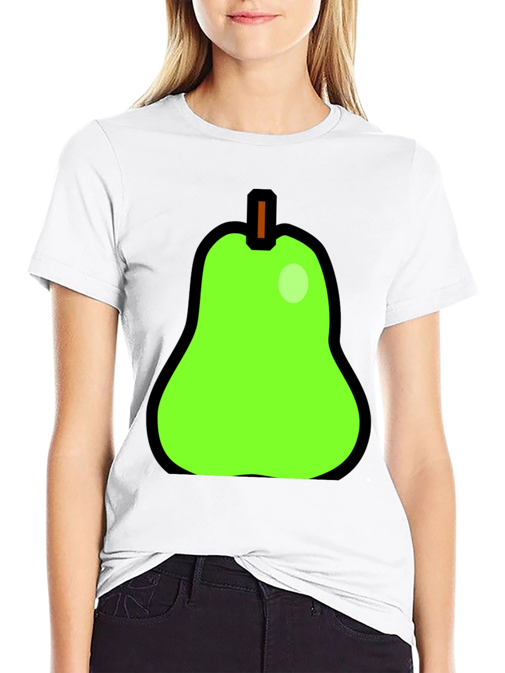 Fun Pear Graphic Print Black T-Shirt